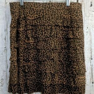 Women's Medium Charlotte Tarantola Tiered Skirt cheetah print brown leopard new